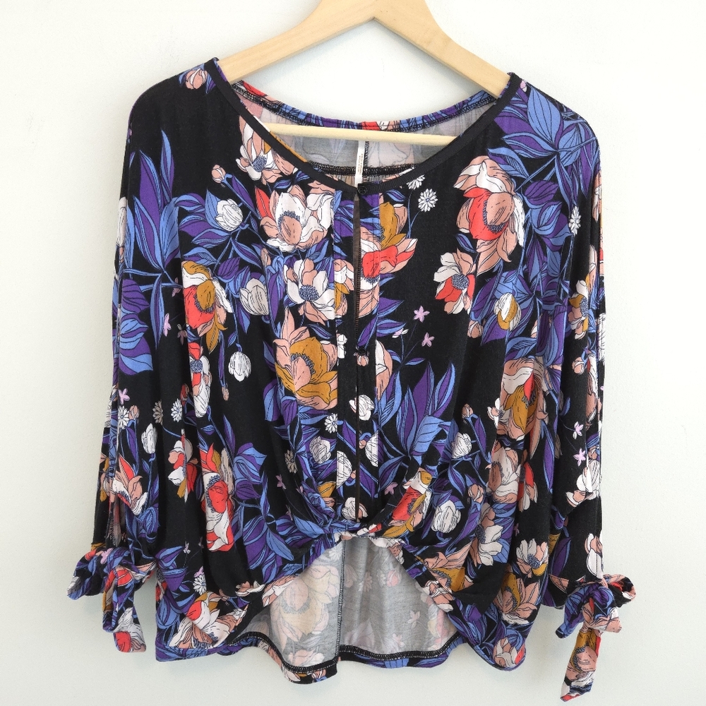 Free People Women's Keepin On Knit Floral Print Boho Top